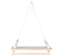 TEHAUX Étagère Suspendue en Bois Beige à Perles et Pompon, Chambre | Rangement Décoratif pour Salon, Chambre D'garçon et Filles, Support D'ornements, Finition Créative Style Aléatoire