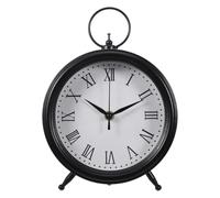 TEHAUX Horloge de Table Décorative Industrielle en Fer Noir, Lecture | Style Rustique, Chiffres Romains, pour Salon et Bureau à Domicile, Fonctionne avec 1 Pile Aa