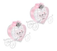 TEHAUX Lot de 2 Boîtes à Dragées Mariage en Métal Rose en Forme de Calèche Cœur, Coffret Cadeau pour Invités, Boîte à Bonbons Décorative pour Fêtes et Mariages, Emballage Élégant