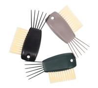 TEHAUX Lot de 3 Outils de Nettoyage de Brosses à Cheveux, Peignes Nettoyants Portables Poils Flexibles, Kit Multifonction Gris Vert Foncé et Noir, pour Entretien Maison, Salon et Voyage