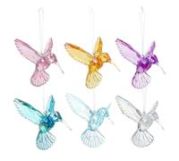 TEHAUX Lot de 6 pendentifs en Cristal - Figurines de en Acrylique - Colibris - Décoration Suspendue - Ornement de Transparent - Décoration d'arbre d'oiseau - en Cristal