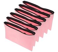 TEHAUX Lot de 6 Pochettes de Rangement en Toile avec Fermeture Éclair, Format 20x14 Cm, Couleur Rose Pâle, Trousse Multifonction Compacte pour Maquillage, Bijoux et Papeterie,