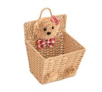 TEHAUX Panier Suspendu Tissé Main Osier Naturel Panier de Rangement Mural Multifonction avec Poignée Ergonomique Décoration Rustique pour Maison et Bureau Compact et Portable Couleur