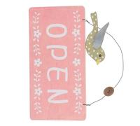 TEHAUX Panneau Ouvert/fermé Suspendu en Bois Rose, Double Face, 1 Pièce, Installation Facile, Statut Visible, Décoration de Porte D'entrée pour Magasins