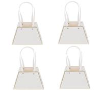 TEHAUX Paquet à Fleurs en Papier Blanc 4pcs avec Poignées Doubles Haute Résistance et Non Déformables, pour Emballage de Bouquets Lors de Mariages