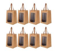 TEHAUX Paquet Présents Lot de 10pcs en Papier Kraft et Présents avec Fenêtre Transparente et Poignée Design Simple et Élégant pour Bonbons pour Fêtes et Stockage