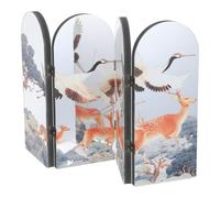 TEHAUX Paravent de Bureau Pliant à 4 Panneaux en Acrylique Finition Miroir et Motif Vintage Traditionnel pour Décoration du Nouvel an Lunaire