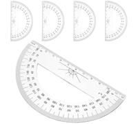 TEHAUX Rapporteur de Mesure en Plastique Transparent 180 Degrés Demi-cercle 5pcs sans Bavure Facile à Transporter pour Étudiants