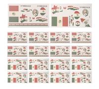 TEHAUX Tatouages Temporaires Style Fan pour Peau, 20Pcs, Légers et Respirants en Papier Couché, Jeux Sportifs et Artisanat de L'Indépendance Mexicaine