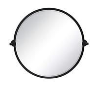 TEHOME Miroir de Salle de Bain Rond pivotant avec Cadre en métal Noir Mat 66 cm
