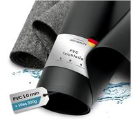 TeichVision - Film pour bassin en PVC - Épaisseur 1 mm - 12 m x 14 m et vlies de bassin 300 g / Film en PVC noir avec vlies séparé assorti en gris