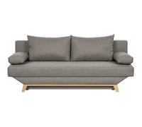 TEIJO Banquette convertible 3 places avec coffre de rangement - Tissu Taupe - L187 x P 91 x H 82 cm