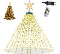 TEINNGO Guirlande lumineuse sapin de Noël 2 m avec anneau et étoile, LED blanc chaud IP44 pour sapin 1,5-2,5 m, guirlande électrique (Blanc chaud +étoile, 2m)