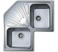 Teka Angular 2C, Lavabo à poser, D'angle, Métal, Acier inoxydable, 2 vasques/bacs, Carré