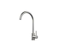 TEKA Robinet de cuisine monocommande, bec haut rotatif à 360°, aérateur écologique anticalcaire limiteur de débit 5 l/min, acier inoxydable AISI 304, Easy Fix, modèle UNI 9310
