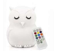 Tekemai Grande Taille Hibou Veilleuse Enfants, Lampe de Chevet Bébé, 9 Couleurs Rechargeable LED, Télécommande + Tactile Dimm - Grande Hibou