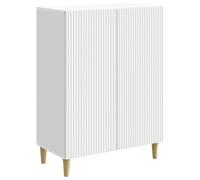 TEKGHUT Buffet blanc 66 x 34,5 x 90 cm en bois | Étagères, pieds coniques, porte battante à 90°, vintage chic, facile d'entretien, chiffon humide