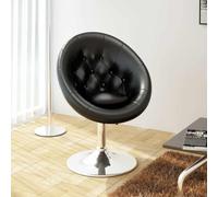 TEKGHUT Fauteuil club Chesterfield en cuir synthétique noir | Tabouret de bar réglable, vérin à gaz, structure en acier chromé, charge maximale de 110 kg