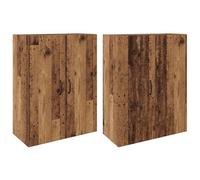 TEKGHUT Lot de 2 armoires murales en bois vieilli 69,5 x 34 x 90 cm | Deux portes avec charnières, montage mural, pour salon, chambre à coucher, bureau à domicile, facile d'entretien