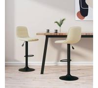 TEKGHUT Lot de 2 tabourets de bar en velours crème | Hauteur réglable avec vérin à gaz, rotation à 360 °, cadre en acier chromé, repose-pieds, max. 110 kg par siège