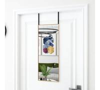TEKGHUT Miroir de porte doré 30 x 80 cm en verre et cadre en aluminium | chambre à coucher, salon, couloir, montage au-dessus de la porte, crochets réglables, peu encombrant