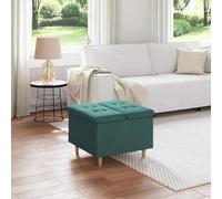 TEKGHUT Ottoman avec espace de rangement, vert foncé, 60 x 60 x 45 cm | Assise rembourrée, compartiment caché, pieds en bois robuste, pour salon, chambre à coucher, couloir