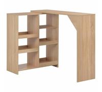 TEKGHUT Table de bar avec étagère mobile Marron chêne 138 x 39 x 110 cm | Cadre en forme de L, triangle de renfort, surface facile d'entretien, surface d'étagère flexible, montage facile
