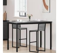 TEKGHUT Table haute en bois à angle droit avec pieds en métal pour cuisine | Plaque en bois, pieds métalliques stables, forme rectangulaire, surface facile d'entretien, montage facile