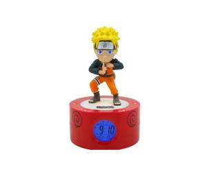Teknofun - Licence Naruto Shippuden - Réveil Lumineux Naruto Réveil Numérique 18 cm - Noire, Orange, Jaune - Fonctionne 3 x AAA/Secteur - Câble USB (Inclus) - Bleu - Dès 6 Ans - 811607
