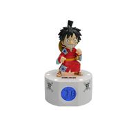 Teknofun - Licence Officiel One Piece - Réveil Lumineux Luffy - Bleu, Rouge et Noir - Fonctionne avec Piles (3X AAA) ou USB (câble Inclus) - pour Enfants, Collectionneurs - Dès 6 Ans - 811638