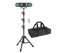 Telbum Lampes DJ avec support, 5 en 1 avec boule rotative, stroboscope, UV/LED colorées, effet par et motif, système d'éclairage DJ activé par le son pour discothèque, concert, mariage avec sac de