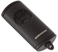 Télécommande Hörmann HSE4 BS avec 4 fonctions de boutons, avec anneau porte-clés, technologie sans fil BiSecur, (pour porte de garage, portail d'entrée etc.), noir 4511736, lot de 1