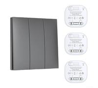 Télécommande sans fil auto-générante, émetteur mural étanche sans piles pour éclairage de la maison, pas de câblage nécessaire, ABS utilisation intérieure et extérieure, interrupteur et 3 contrôleurs