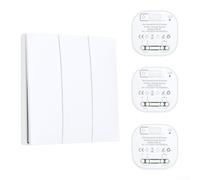 Télécommande sans fil auto-générante, émetteur mural étanche sans piles pour éclairage de la maison, pas de câblage nécessaire, utilisation intérieure et extérieure, interrupteur et 3 contrôleurs