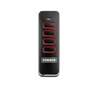 Télécommande Sommer Pearl S13065-00001 - Émetteur Portail et Porte de Garage - 4 Canaux, Fréquence 434,42 MHz, Noir/Rouge - Compatible Motorisation Sommer