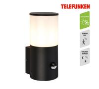 Telefunken Lampe LED murale, détecteur de mouvement, protection contre les éclaboussures, noir, dimensions : 24 x 13,5 x 10,5 cm