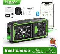 Télémètre laser double Bluetooth Huepar 120M/200M à faisceau vert, outil de mesure multi-unités avec écran LCD rétroéclairé Bluetooth Dual Meter