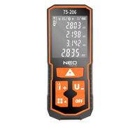 NEO TOOLS Télémètre laser, IP54, longueur du faisceau laser 635 nm, alimentation 2xAA accumulateurs NI-MH, ou 2 piles alcalines AA, mémoire des 30 dernières mesures, 2. m/in/ft (100 m)