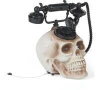 Téléphone tête de mort avec son et lumière Décoration de fête Halloween noir-brun 22x25 cm
