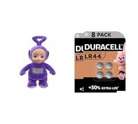 TeletubbiesCharacterUK8InchTalkingTinkyWinkySoftToy + Duracell Specialty LR44 Alkali-Knopfzelle 1,5 V, 8er-Packung (76A/A76/V13GA) entwickelt für die Verwendung in Spielsachen, Taschenrechnern und Mes