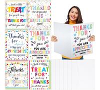 Teling Lot de 6 grandes cartes de remerciement Jumbo avec enveloppe - Grandes cartes de vœux amusantes - Cadeau pour enseignant et employé (apprécié)