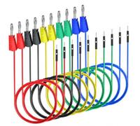 Telituny câble de test fiche banane 4 mm, 10pcs fiche banane vers fil mâle | 30 cm fiche banane empilable, cordon de test silicone souple, 5 couleurs pour relier multimètre, alimentation et breadboard