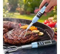 Tellegloww Lot de 2 thermomètres numériques à lecture instantanée pour barbecue - 35,6 cm - Avec écran LCD rétroéclairé - Sonde électronique étanche - Pour intérieur et extérieur - Pour barbecue