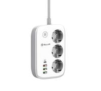 TELLUR Smart Multiprise Connectée Alexa, Prise Connectée WiFi Compatible Alexa et Google Home, 3 Prises 2500W / 10A, 1 x PD30W, 1 x USB QC18W 2 x USB2.4A, câble 2 m, 2500W, Commande pour Chaque Prise