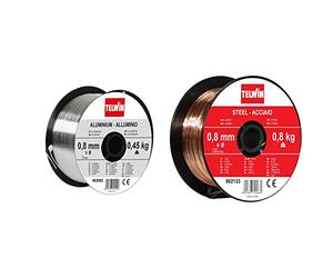 TELWIN 802062 Bobine Fil Aluminium D. 0,8 mm 0,45 kg pour Soudage, Gris & Bobine Fil Acier D. 0,8 mm 0,8 Kg pour Soudage