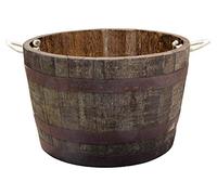 Temesso Demi-tonneau, Pot de Fleur Original d'un Baril à Whisky (Nature avec poignées)