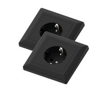 TEMOLink 1-prise, 2 pcs, encastré prise schuko, 84 x 84 mm, 250 V 16A, noir