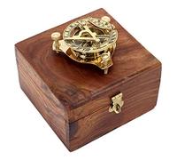 Tempelwelt - Cadran Solaire Antique avec Boussole - Horloge nostalgique en Laiton dans Une boîte en Bois