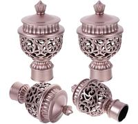 TEMPNAP 4pcs Tête de Tringle à Rideaux Ajourée en Plastique Or, Décorative et Délicate, Accessoire Stylé pour Décoration de Maison et Tringles à Rideaux