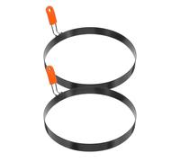 TEMPNAP Anneaux à Œufs et Pinceau à Huile avec Poignée en Silicone Lot de 2 Antiadhésifs en Acier Inoxydable Moule Rond de 20cm pour Cuisson Facile Petit-déjeuner